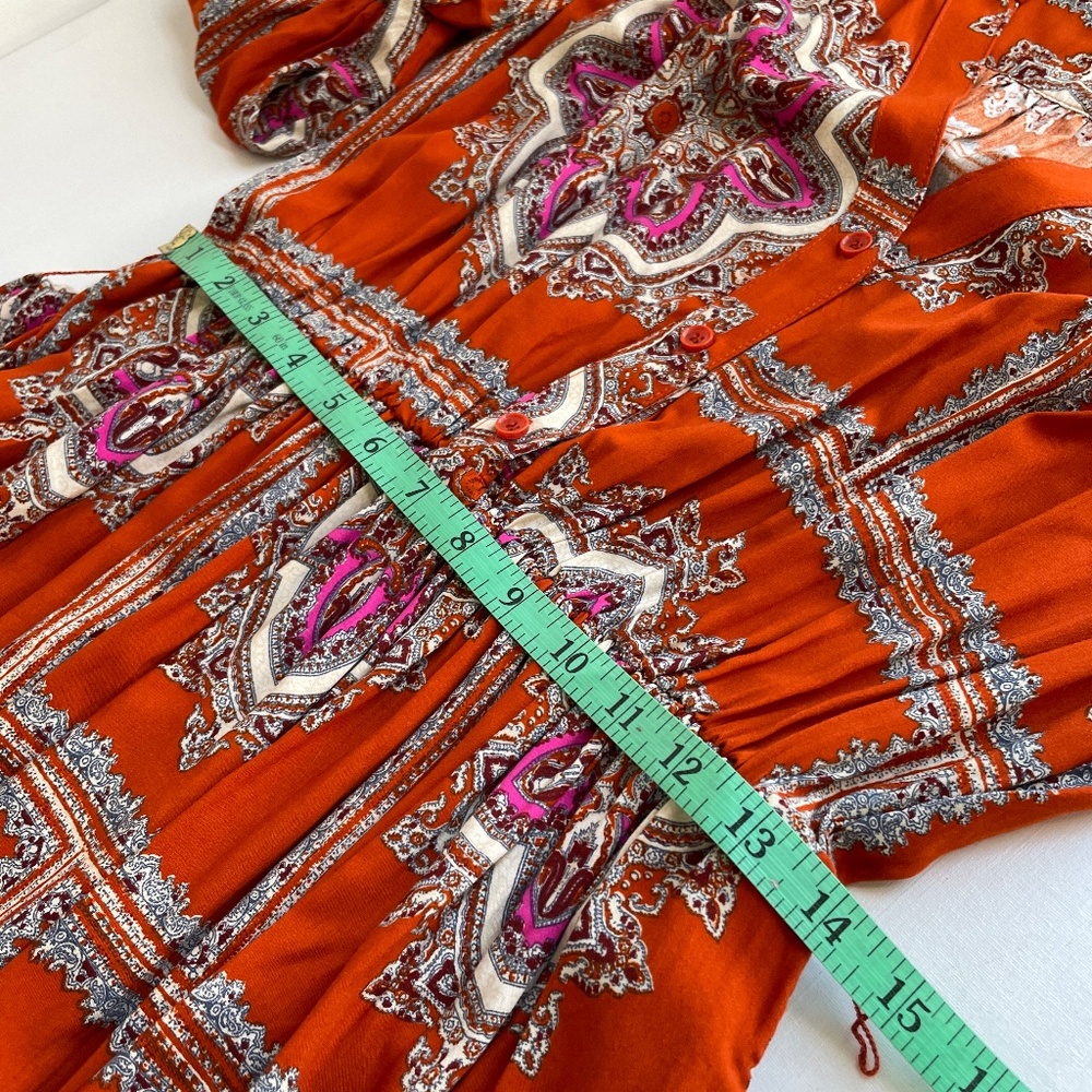 Porridge Anthropologie Boho Paisley Mini Dress S Tie Waist Festival Hippie Indie - Picture 12 of 13